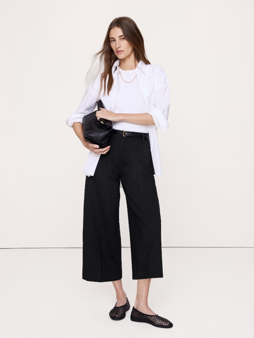 NWT Banana Republic HIGH-RISE PONTE CULOTTE // BLACK